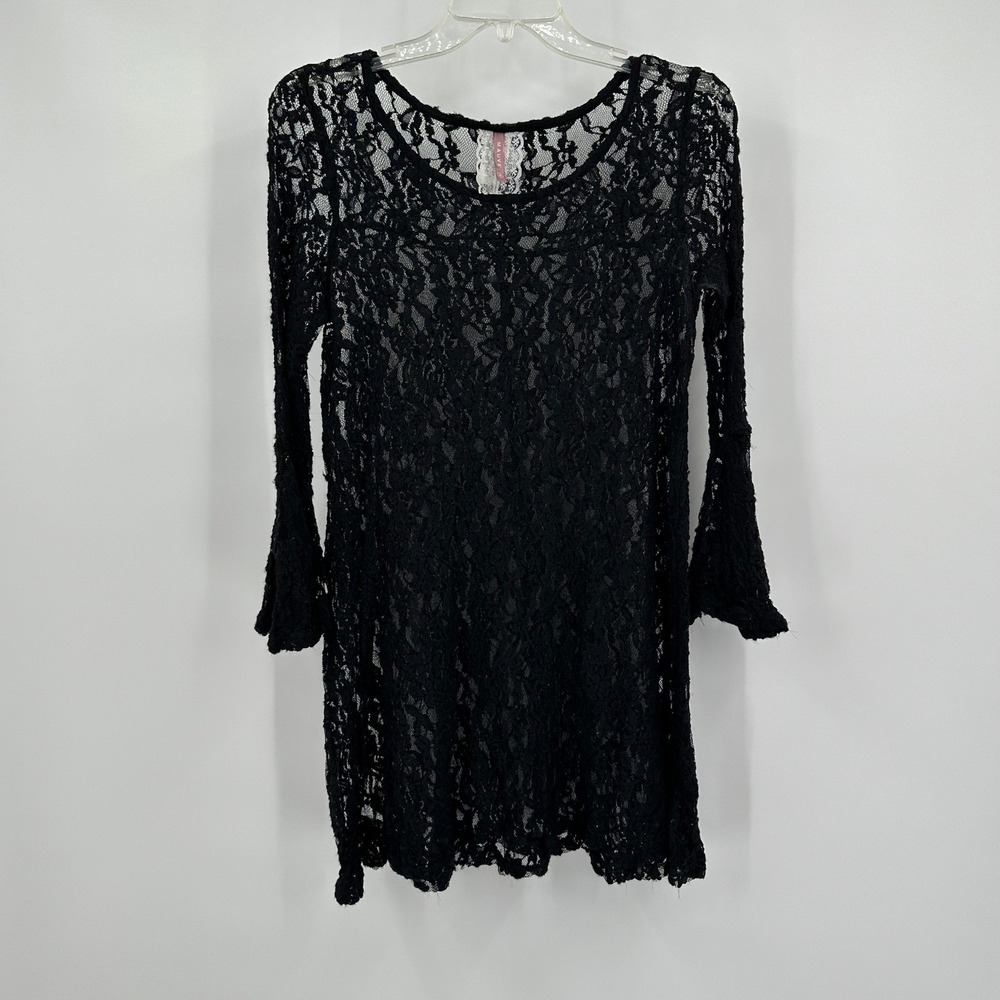 Womens Whimsigoth Romantic Lace Mini Dress Size M Goth Victorian Sheer Evening